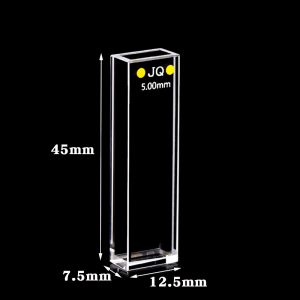 Quartz Short Pathlength Cuvette, 5mm Pathlength, 1.75 mL, 5 Windows, HTR / Molded, FCT226-6