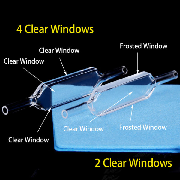 Comparación de celdas de flujo de 2 y 4 ventanas transparentes