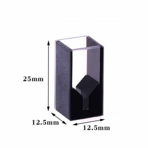 Altura personalizada de 25mm (não 45mm) 100uL 2 Windows Black Wall Cuvette Dimension