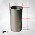 C825, Graphite Crucible, Cylindrical, 147ml, Outer: 60x80mm, Inner: 50x75mm, 99.9% Pure Graphite (1pc/ea)